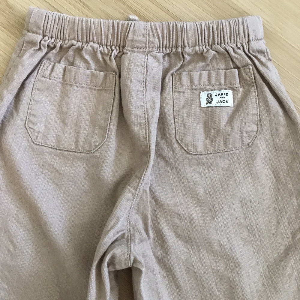 Janie and Jack Khaki Pull On Pants 6-12 Months Roll Tab Cuff Embroidered Monkey - Picture 8 of 16
